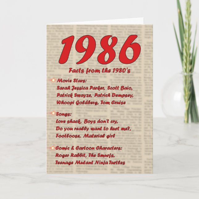 Happy Birthday 1986 Year of birth Neon 80's 80s Card (Front)