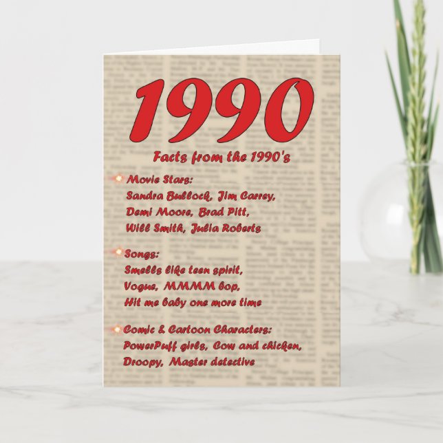 Happy Birthday 1990 Year of birth news 90's 90s Card (Front)