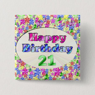 Happy Birthday 21 2 Inch Square Button