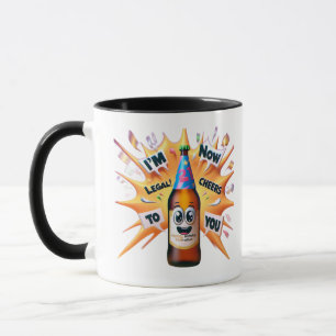 Happy Birthday 21 Year Old Mug Beer Bottle