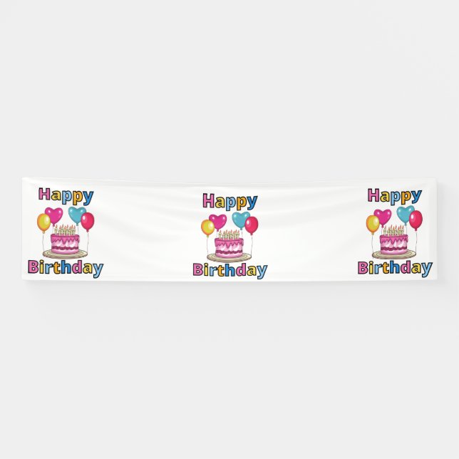 Happy Birthday 2.5x10 Vinyl Banner (Horizontal)
