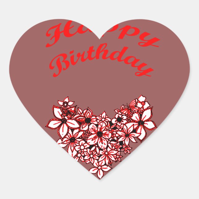Happy Birthday 2 Heart Sticker (Front)