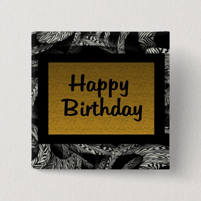 Happy Birthday 2 Inch Square Button (Front)