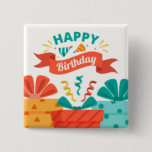 Happy Birthday 2 Inch Square Button