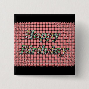 Happy Birthday 2 Inch Square Button