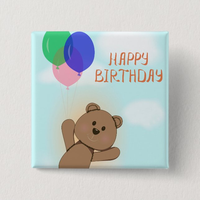 Happy Birthday 2 Inch Square Button (Front)