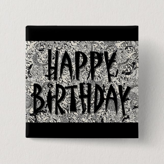 Happy Birthday 2 Inch Square Button (Front)
