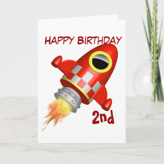 Happy Birthday 2nd Rocket Ship Theme Card