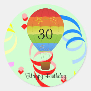 Happy Birthday "30" hot air balloon sticker