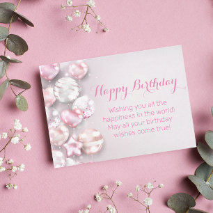 happy birthday 3d colourful balloons modern pink card