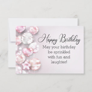 happy birthday 3d colourful balloons stylish pink card