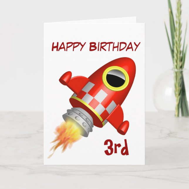 Happy Birthday 3rd Rocket Theme Card (Front)