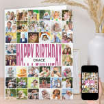 Happy Birthday 40 Photo Collage Personalized Card<br><div class="desc">Big personalized birthday card with your own photos and custom messages. The photo template is set up for you to upload 40 photos and you can edit the wording, inside and out. The front is lettered with "happy birthday" in bold modern oversized typography, to which you can add a name...</div>