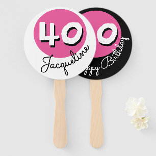 Happy Birthday 40th Pink Custom Name Hand Fan