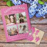 Happy Birthday 4 Photo Collage Best Friend Pink Jigsaw Puzzle<br><div class="desc">Unique photo puzzle for the birthday girl personalized with 4 photos and birthday wishes.</div>