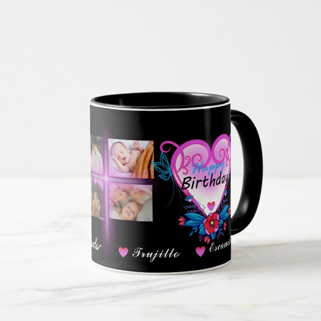 Happy Birthday 4 Photo Gift  Mug (Front Right)