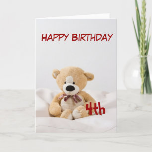 Happy Birthday 4th Teddy Bear Theme Card