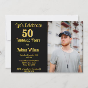 Happy Birthday 50 Years Photo Fifty Party Invitation