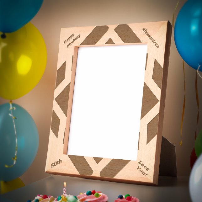 Happy Birthday 50th Modern Wooden Picture  Etched Frames (Happy Birthday 50th Modern Wooden Picture Etched Frames nice to give to special person in your life)