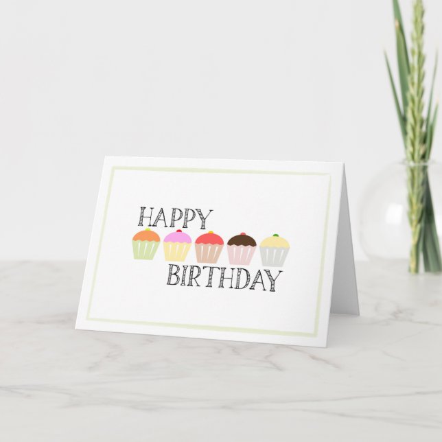 Happy Birthday 5 Cupcake Card (Front)