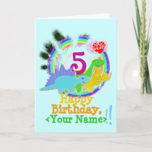 Happy Birthday 5 Years, Your Name Dinos Card