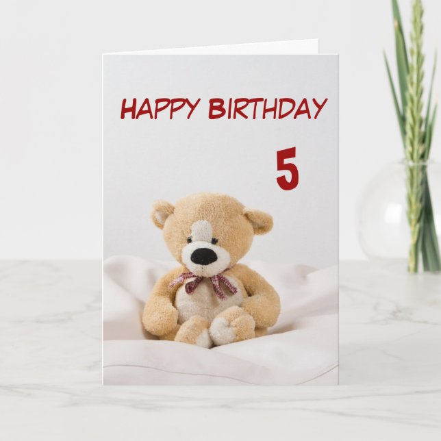 Happy Birthday 5th Teddy Bear Theme Card (Front)