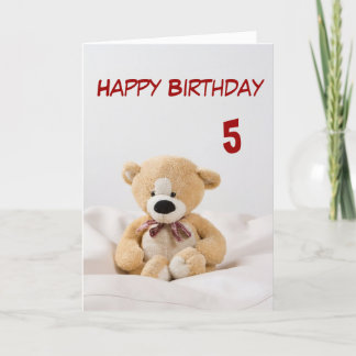 Happy Birthday 5th Teddy Bear Theme Card