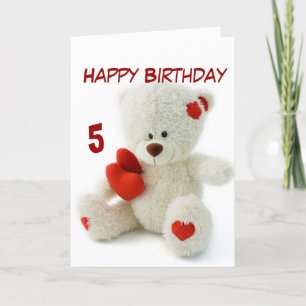 Happy Birthday 5th Teddy Bear Theme Card