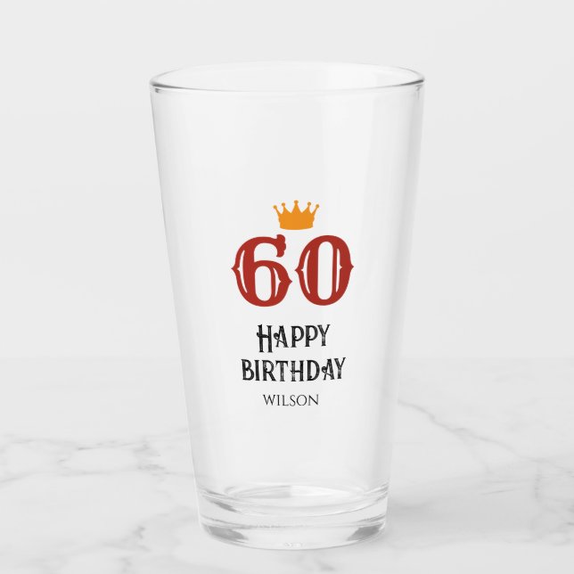 Happy birthday 60 custom  glass (Front)