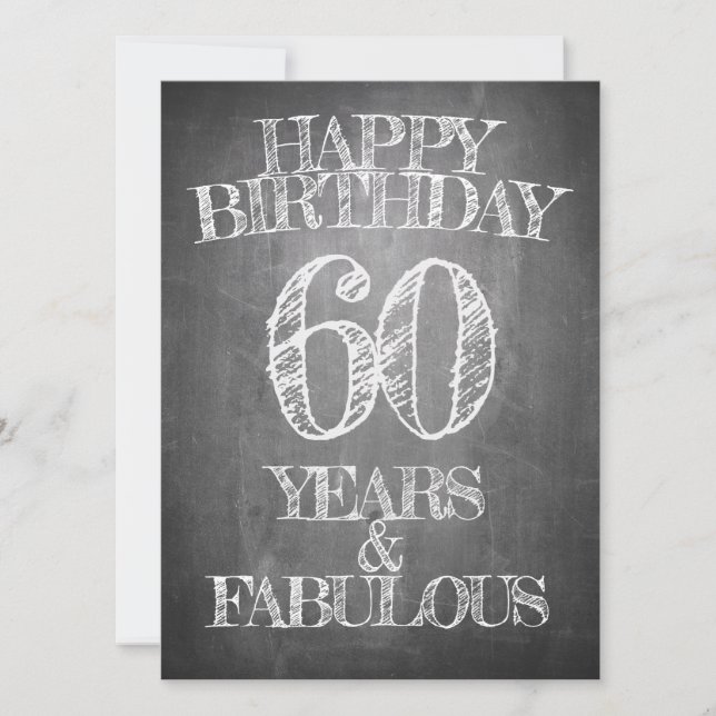 Happy Birthday - 60 Years & Fabulous in chalkboar (Front)