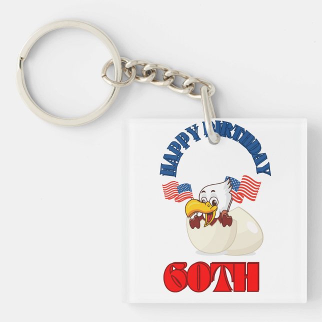 Happy Birthday 60th  Keychain (Front)