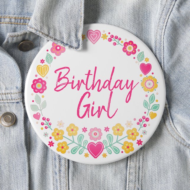 Happy Birthday   6 Inch Round Button (In Situ)