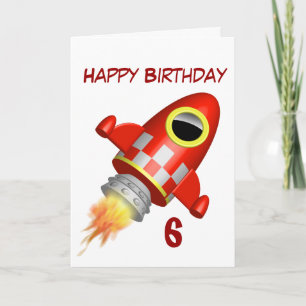 Happy Birthday 6th Little Rocket Theme Card