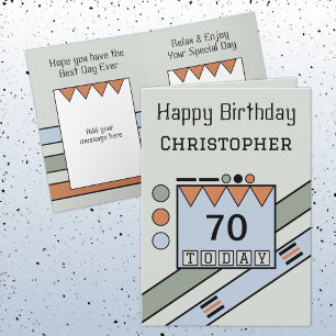 Happy birthday 70 today add name green blue card
