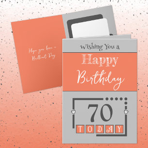 Happy birthday 70 today coral grey card