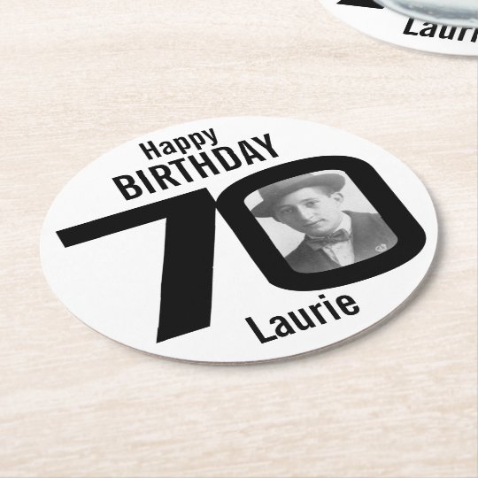 Happy birthday 70th name and photo paper coasters