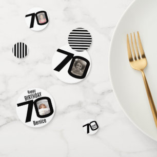 Happy birthday 70th name and photo paper confetti