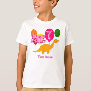 Happy Birthday 7 Years Party Balloon Dinosaurs Tee