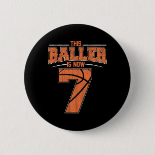 Happy Birthday 7th 7 Year Old Basketball Boys Seve 2 Inch Round Button