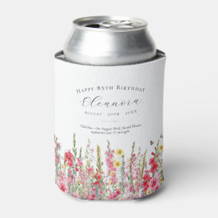 Happy Birthday 85th August Birth Flower Custom Can Cooler