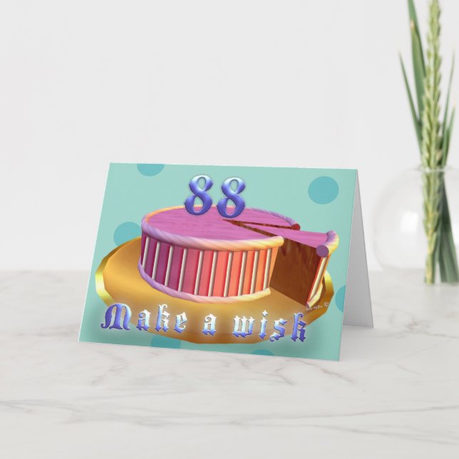 Happy Birthday 88 Birthday Card Pink Cake stripes (Front)