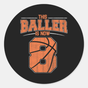 Happy Birthday 8th 8 Year Old Basketball Boys Eigh Classic Round Sticker