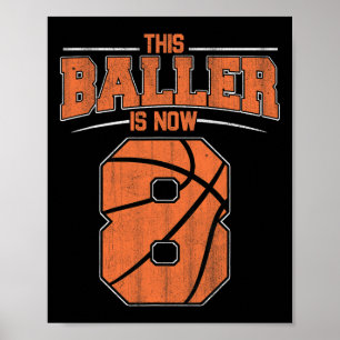 Happy Birthday 8th 8 Year Old Basketball Boys Eigh Poster