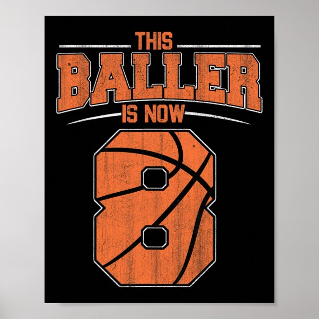 Happy Birthday 8th 8 Year Old Basketball Boys Eigh Poster (Front)