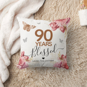 Happy Birthday 90 Years Blessed Personalized Throw Pillow