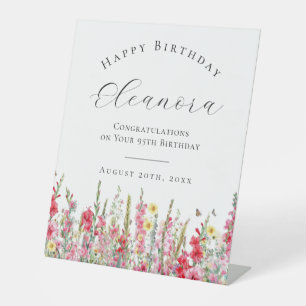 Happy Birthday 95th August Birth Flower Welcome Pedestal Sign