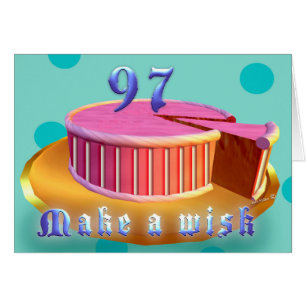 Happy Birthday 97 Pink Cake stripes Birthday Card