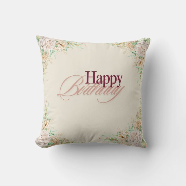 "Happy Birthday – A Day to Celebrate You!" Throw Pillow (Front)