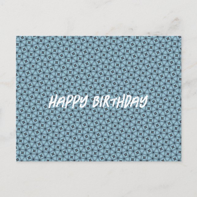 Happy Birthday Abstract Black and Blue Pattern Postcard (Front)