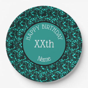 Happy Birthday Abstract Design Personalized Paper Plate